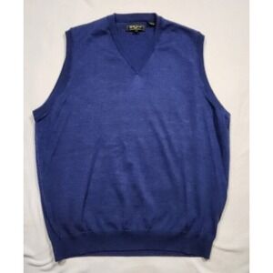 Bobby Jones Sweater Vest Men Large Blue‎ V Neck Extra Fine Merino Wool Italian